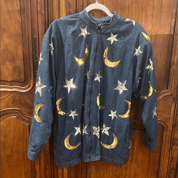 Vintage 1980’s Modi Denim Jacket with Gold Moons and Silver Stars - Picture 3 of 12
